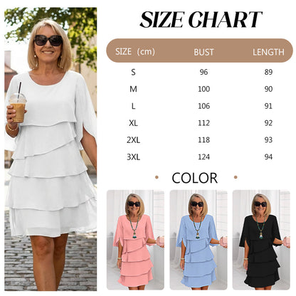 🎁 50% OFF! Women's Elegant Layered Ruffle Sleeve Dress – Effortless Style for Every Occasion 💃