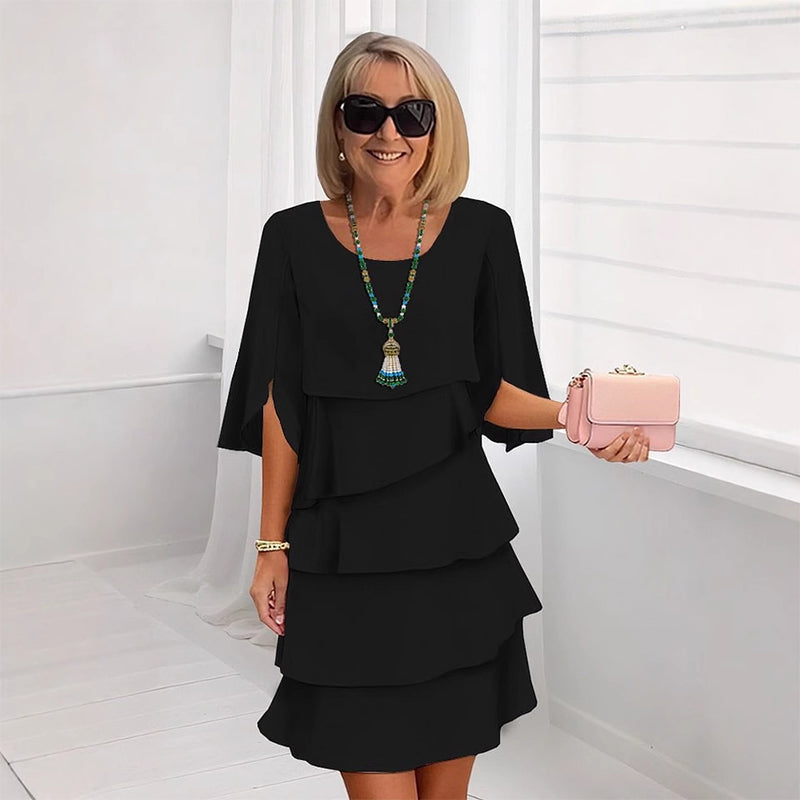 🎁 50% OFF! Women's Elegant Layered Ruffle Sleeve Dress – Effortless Style for Every Occasion 💃