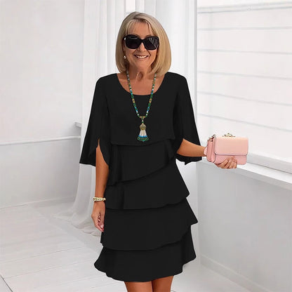 🎁 50% OFF! Women's Elegant Layered Ruffle Sleeve Dress – Effortless Style for Every Occasion 💃