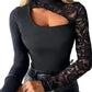 📢📢50% OFF !!!⏰Women's Asymmetrical Cutout Lace Sleeve Top