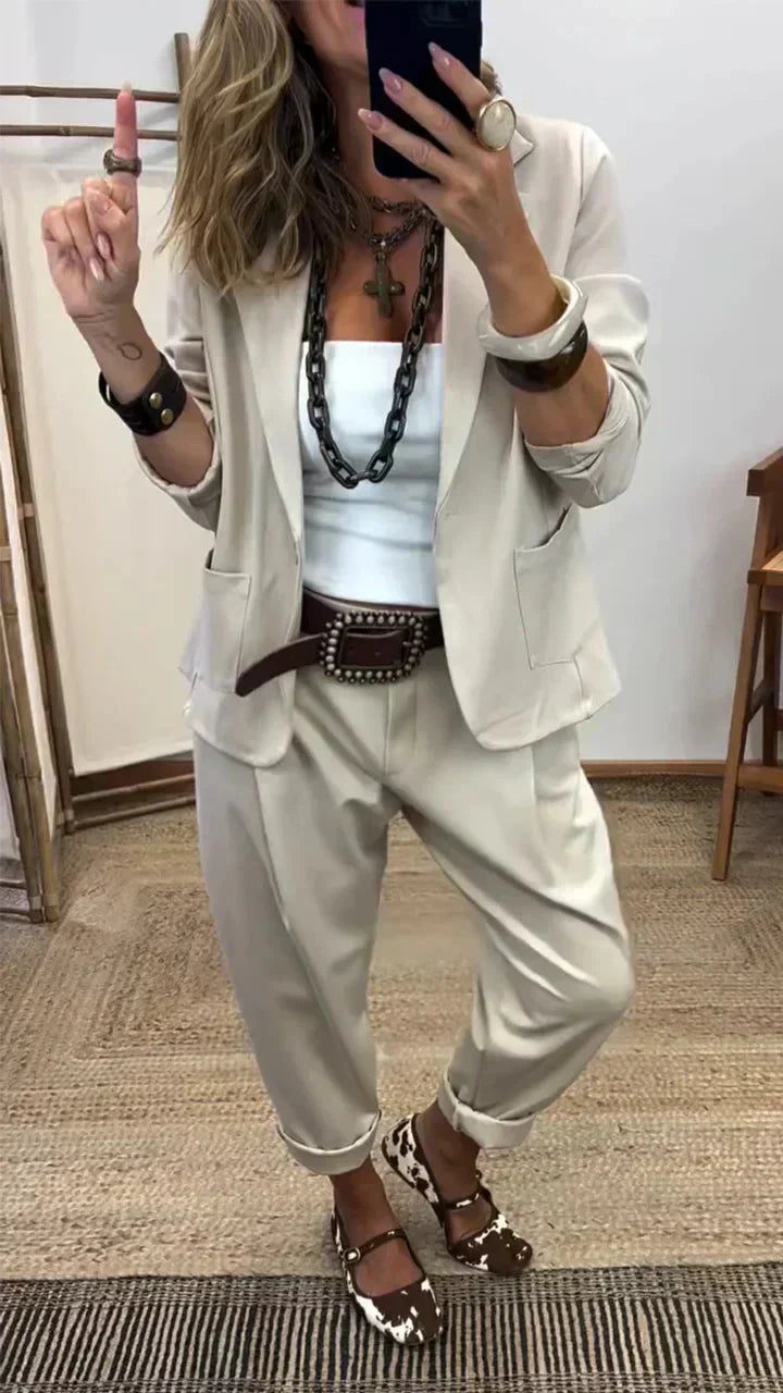 💎 54% OFF NOW! 💎 Women's Collar Jacket & Pants Suit – Tailored Fit, Breathable Silhouette & Effortless Commute-to-Event Style 👖✨