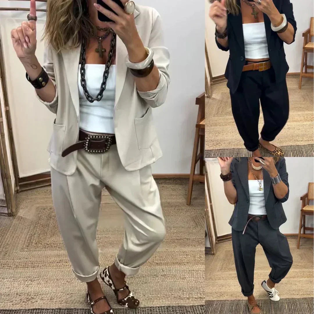 💎 54% OFF NOW! 💎 Women's Collar Jacket & Pants Suit – Tailored Fit, Breathable Silhouette & Effortless Commute-to-Event Style 👖✨