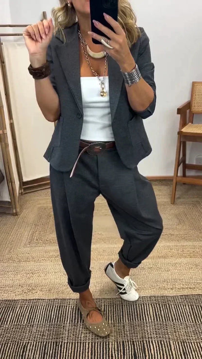 💎 54% OFF NOW! 💎 Women's Collar Jacket & Pants Suit – Tailored Fit, Breathable Silhouette & Effortless Commute-to-Event Style 👖✨