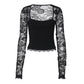 🎁2026 New Arrivals 50% OFF💖Women's Solid Color T-Shirt – Floral Lace, Split Ruffles & Sheer Sleeves for a Romantic Look ✨