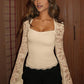 🎁2026 New Arrivals 50% OFF💖Women's Solid Color T-Shirt – Floral Lace, Split Ruffles & Sheer Sleeves for a Romantic Look ✨