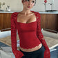🎁2026 New Arrivals 50% OFF💖Women's Solid Color T-Shirt – Floral Lace, Split Ruffles & Sheer Sleeves for a Romantic Look ✨