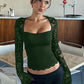 🎁2026 New Arrivals 50% OFF💖Women's Solid Color T-Shirt – Floral Lace, Split Ruffles & Sheer Sleeves for a Romantic Look ✨