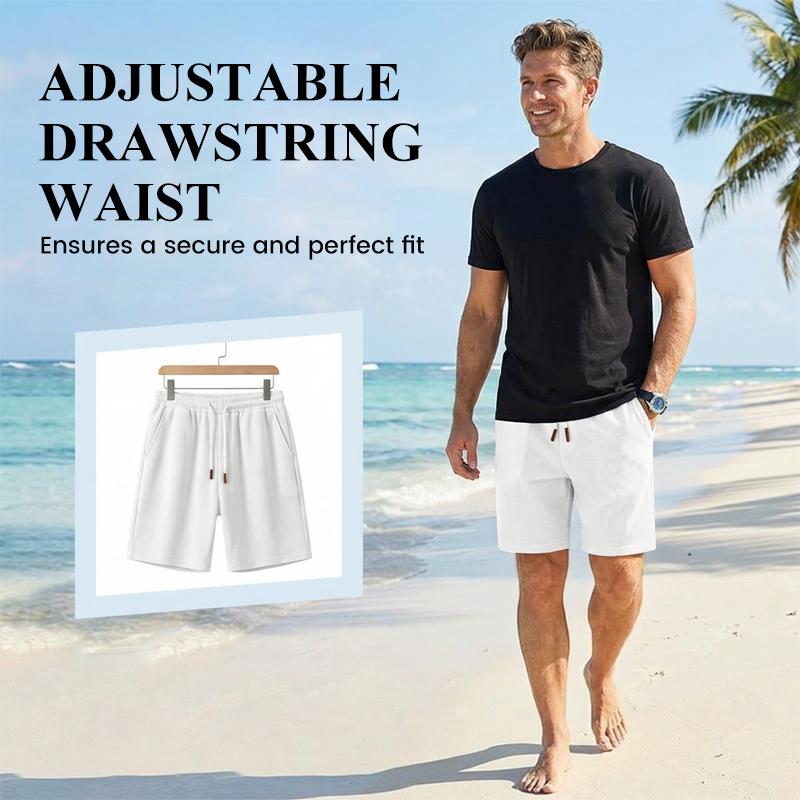 Men's Casual Waffle Knit Drawstring Shorts