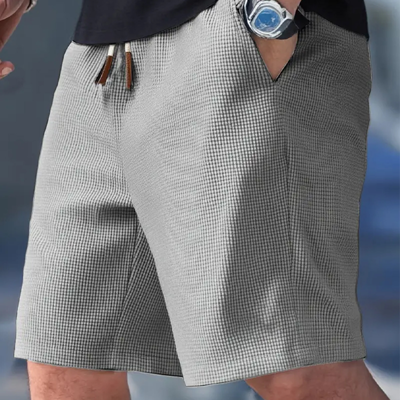 Men's Casual Waffle Knit Drawstring Shorts