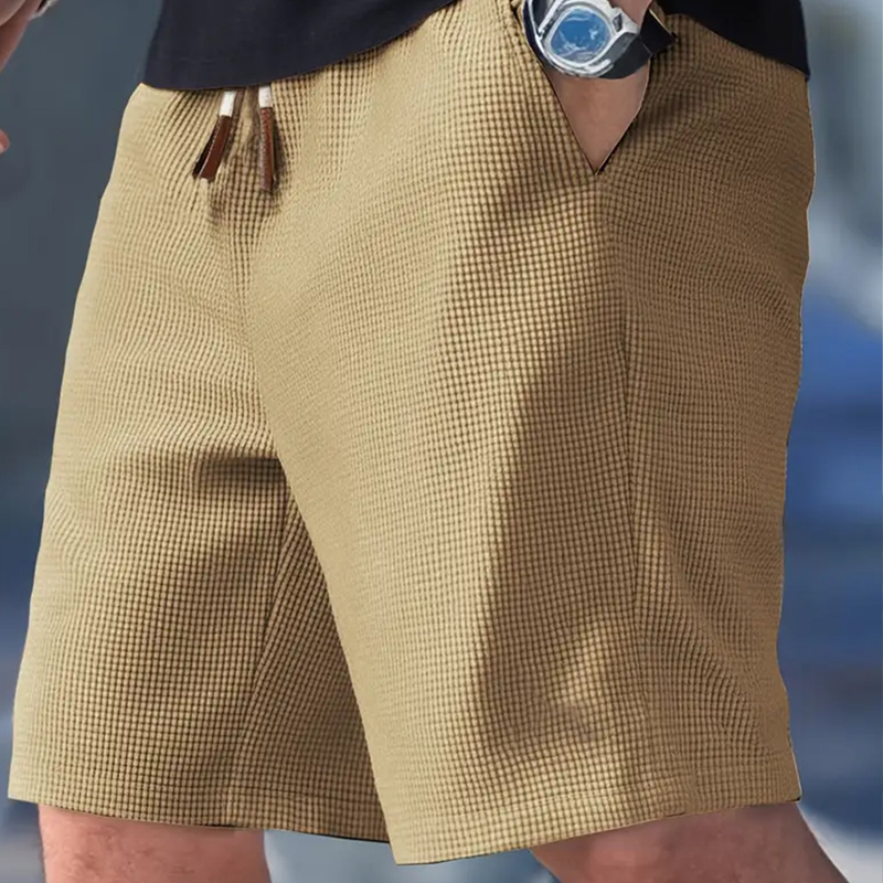 Men's Casual Waffle Knit Drawstring Shorts