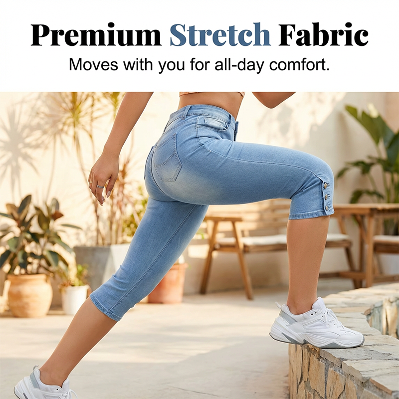 Women's High-Waist Slim-Fit Capri Jeans