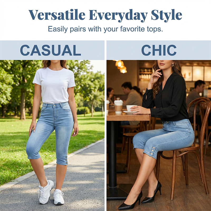 Women's High-Waist Slim-Fit Capri Jeans