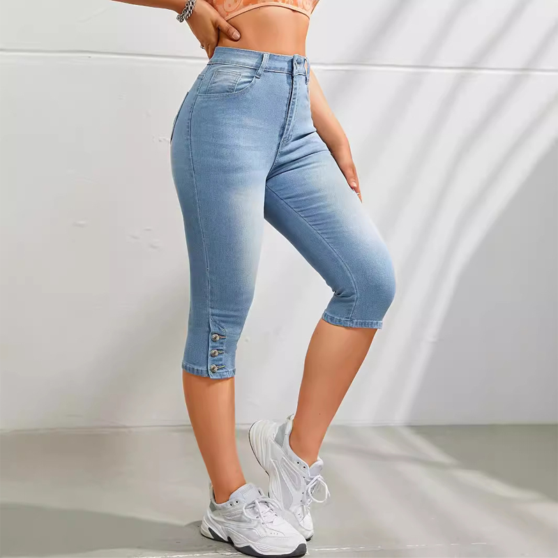 Women's High-Waist Slim-Fit Capri Jeans
