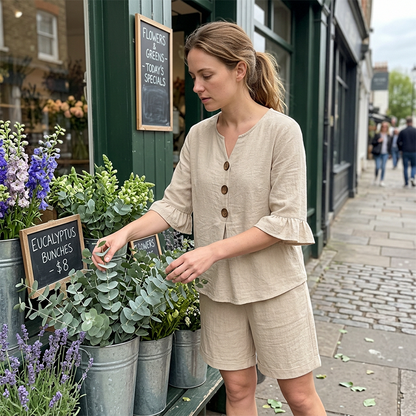 ☀️Women's Casual Soft Cotton Two-Piece Outfit – Cozy All-Match Loungewear & Daily Wear