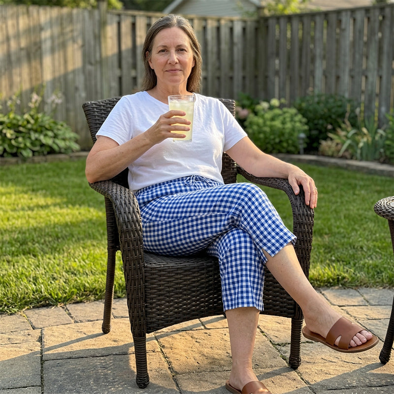 ⏳Time-Limited Special⏰Gingham Capri Pants – Drawstring Waist, Cotton-Linen, Breathable 🌿