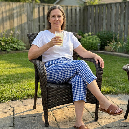⏳Time-Limited Special⏰Gingham Capri Pants – Drawstring Waist, Cotton-Linen, Breathable 🌿