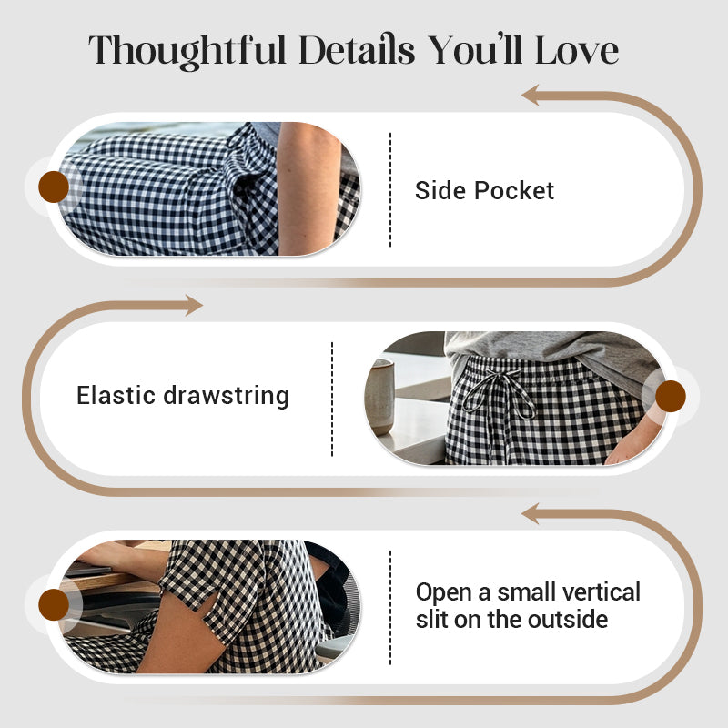 ⏳Time-Limited Special⏰Gingham Capri Pants – Drawstring Waist, Cotton-Linen, Breathable 🌿