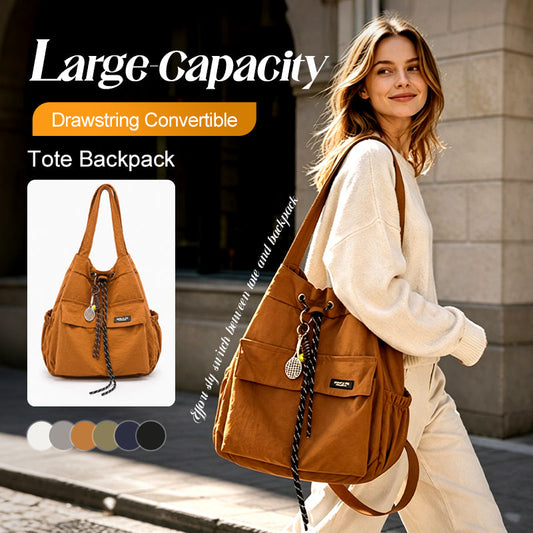 Large-Capacity Drawstring Convertible Tote Backpack
