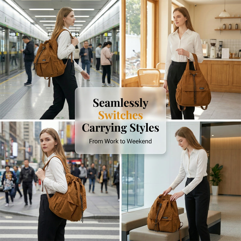 Large-Capacity Drawstring Convertible Tote Backpack