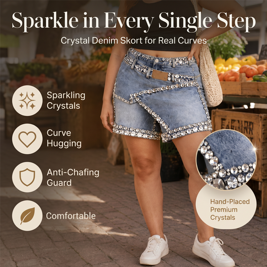 🔥New Arrivals & Best Sellers-Women's Rhinestone Layered Denim Skort
