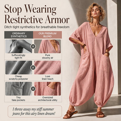 Women's Summer Loose V-Neck Jumpsuit