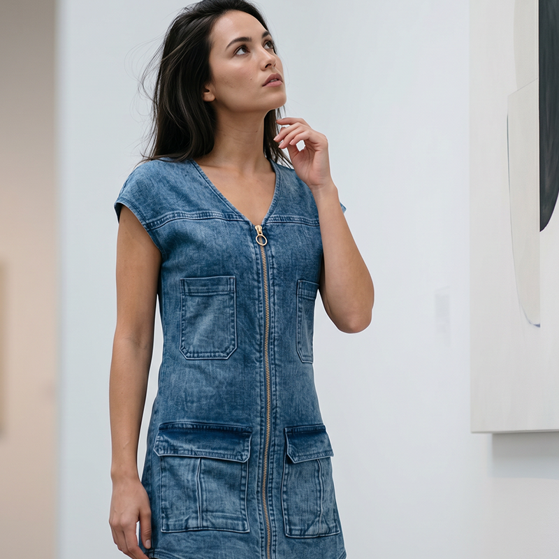 ⌛Limited-Time Offer-Women's Casual Short Sleeve Zipper Dress