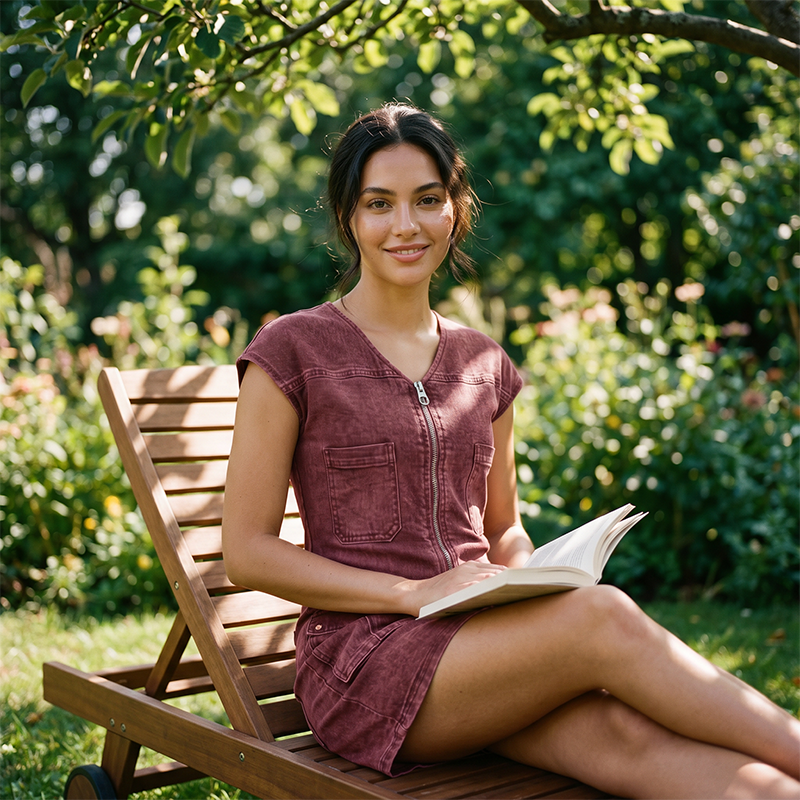 ⌛Limited-Time Offer-Women's Casual Short Sleeve Zipper Dress