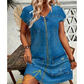 ⌛Limited-Time Offer-Women's Casual Short Sleeve Zipper Dress