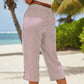 ⌛Limited-Time Offer-Women's Striped Cotton Linen Capri Pants with Pockets