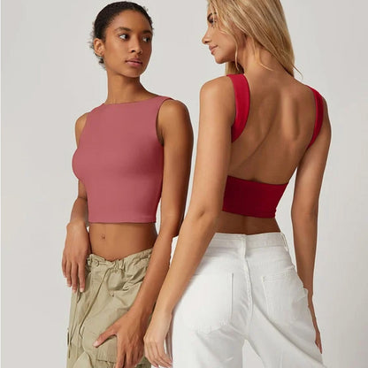 💗LAST DAY SPECIAL PRICE $24.99⚡50K+ SOLD💕👙High Neck Slim Fit Crop Tank Shirt Y2k Tops🖤Stretchy Sleeveless Cropped Camisole For Club Daily Street Outfit UK🇬🇧✨