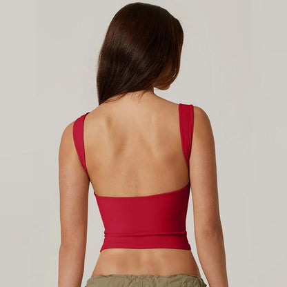 💗LAST DAY SPECIAL PRICE $24.99⚡50K+ SOLD💕👙High Neck Slim Fit Crop Tank Shirt Y2k Tops🖤Stretchy Sleeveless Cropped Camisole For Club Daily Street Outfit UK🇬🇧✨