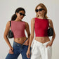 💗LAST DAY SPECIAL PRICE $24.99⚡50K+ SOLD💕👙High Neck Slim Fit Crop Tank Shirt Y2k Tops🖤Stretchy Sleeveless Cropped Camisole For Club Daily Street Outfit UK🇬🇧✨