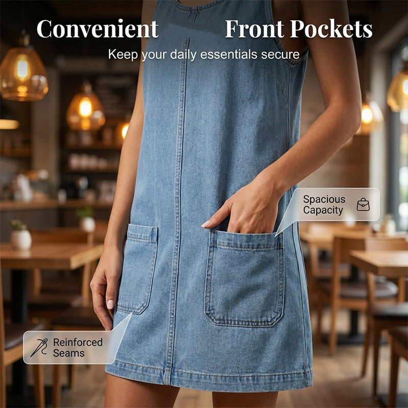 👗💙 Women’s Casual Denim Strap Dress – 50% OFF! Lightweight denim, adjustable straps, perfect for warm days and casual looks. 🔥☀️