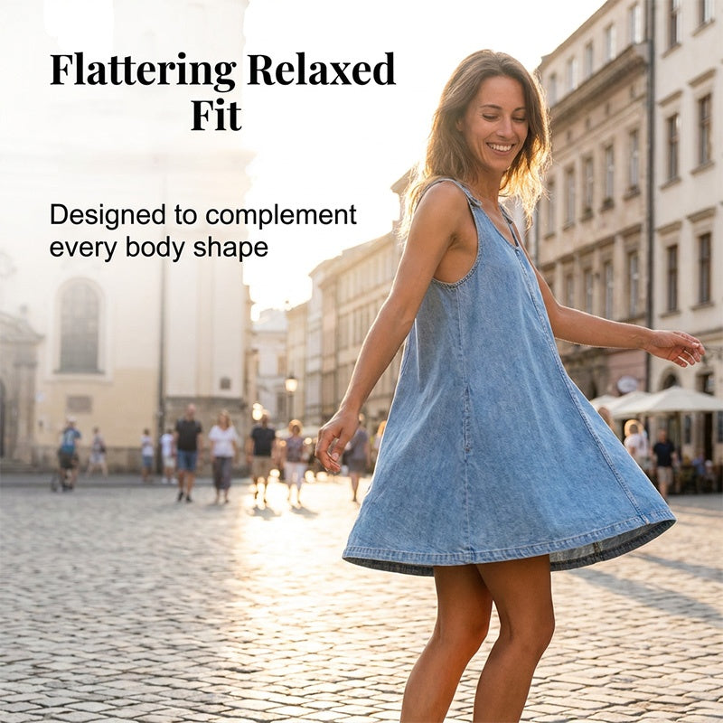 👗💙 Women’s Casual Denim Strap Dress – 50% OFF! Lightweight denim, adjustable straps, perfect for warm days and casual looks. 🔥☀️