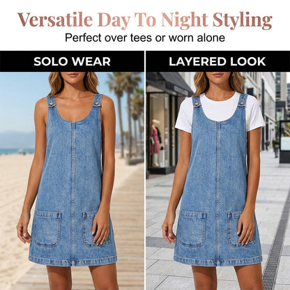 👗💙 Women’s Casual Denim Strap Dress – 50% OFF! Lightweight denim, adjustable straps, perfect for warm days and casual looks. 🔥☀️