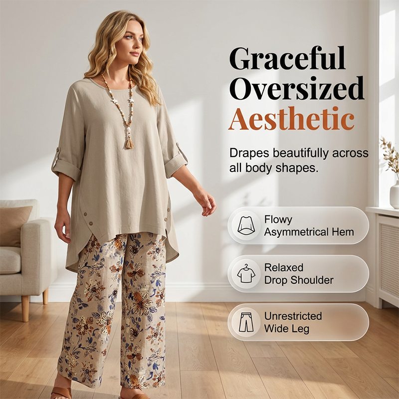 🌈2026 Summer Hot Sale 50% OFF!✨Women's Cotton Linen Half Sleeve Top ＆ Pants Set