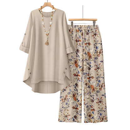 🌈2026 Summer Hot Sale 50% OFF!✨Women's Cotton Linen Half Sleeve Top ＆ Pants Set