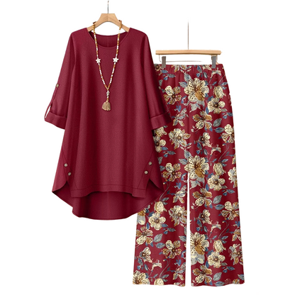 🌈2026 Summer Hot Sale 50% OFF!✨Women's Cotton Linen Half Sleeve Top ＆ Pants Set