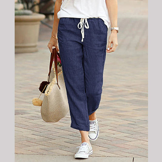 Women's Linen Casual Ankle Pants