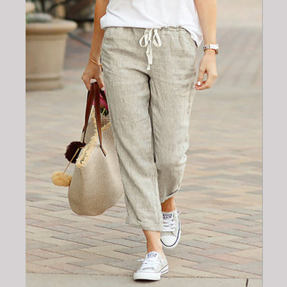 Women's Linen Casual Ankle Pants