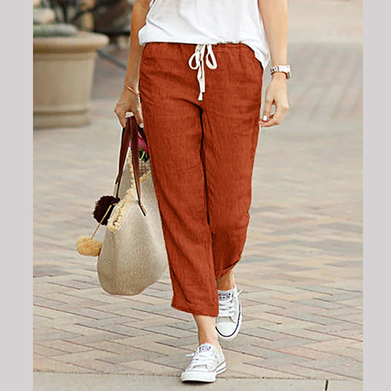 Women's Linen Casual Ankle Pants