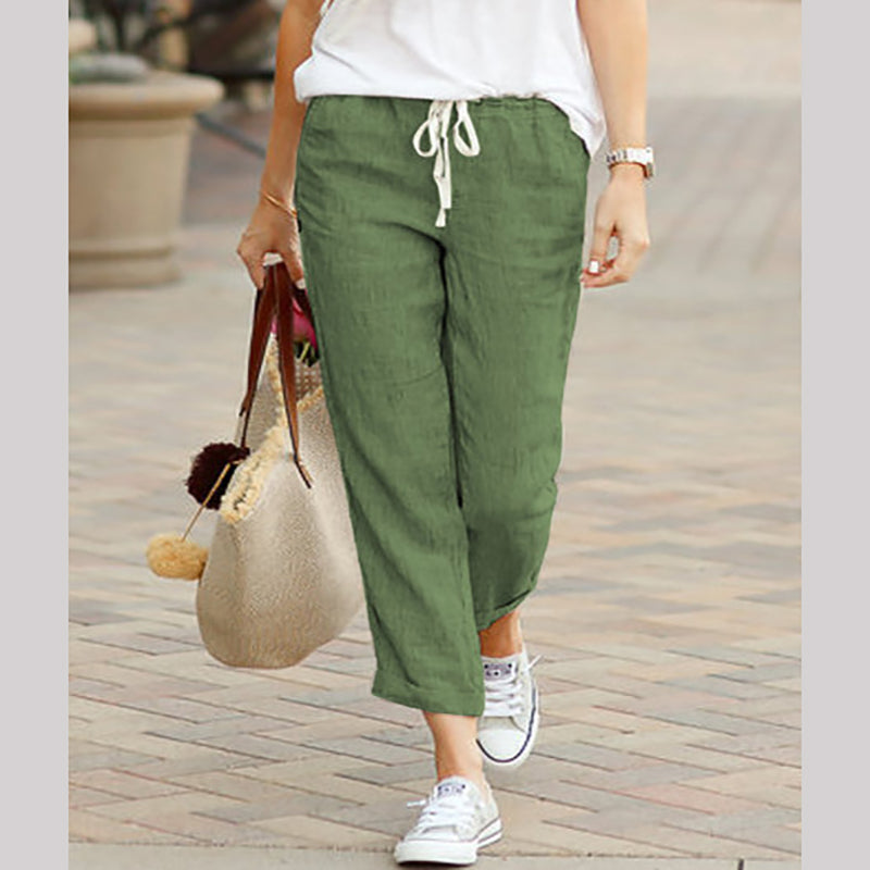 Women's Linen Casual Ankle Pants