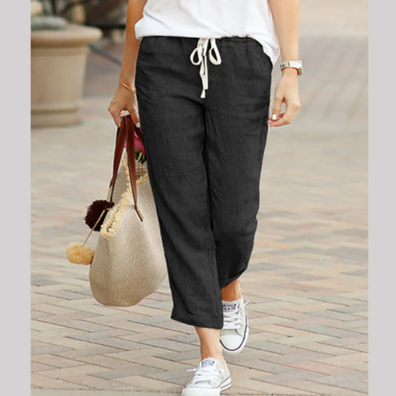 Women's Linen Casual Ankle Pants