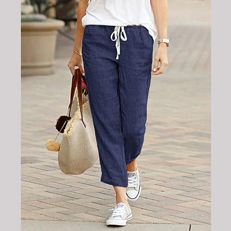 Women's Linen Casual Ankle Pants