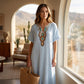 🌊🌴Embroidered maxi dress with slit – Summer elegance, absolute comfort.