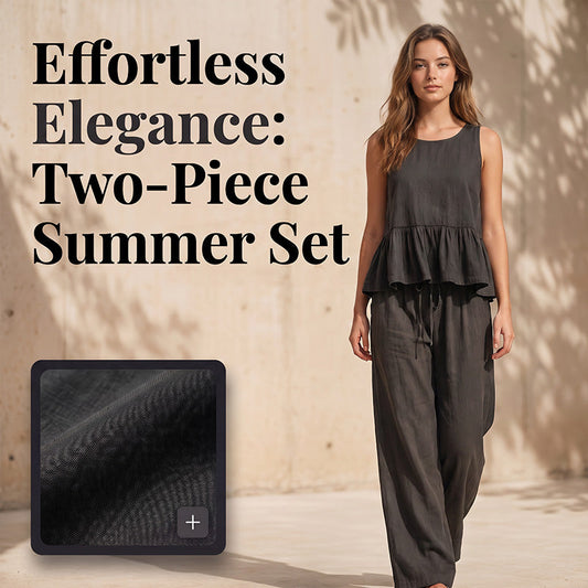 Trending Now⭐💃 Flowy Two-Piece Summer Set – Ruffle Hem Top with Comfort Wide-Leg Trousers