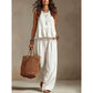 Trending Now⭐💃 Flowy Two-Piece Summer Set – Ruffle Hem Top with Comfort Wide-Leg Trousers
