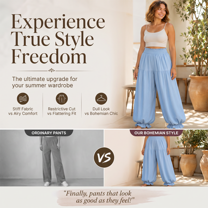Women's Casual Ruffle Hem Lantern Pants