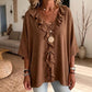 Trending Now⭐💫 Flowy V-Neck Top with Ruffle Accent – Versatile Solid Color That Pairs with Everything
