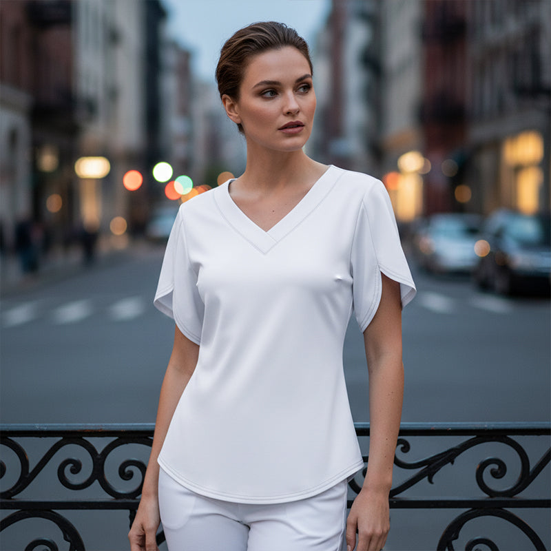 🌊👚 LIMITED TIME 50% OFF! 🌸V-Neck Flutter Sleeve Blouse – Flowing fabric & breezy fit – Summer elegance in every step.